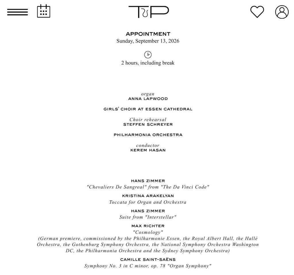 Anna Lapwood Essen programme