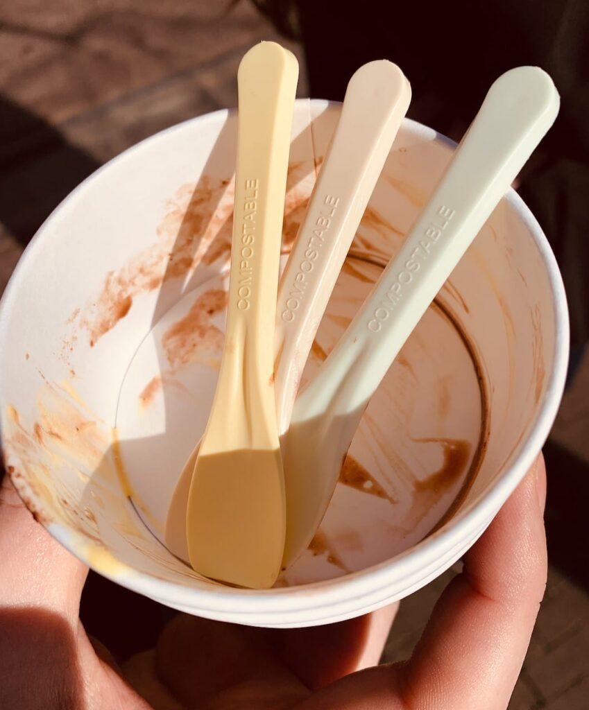 The eco cup and spoons - 100% recyclable