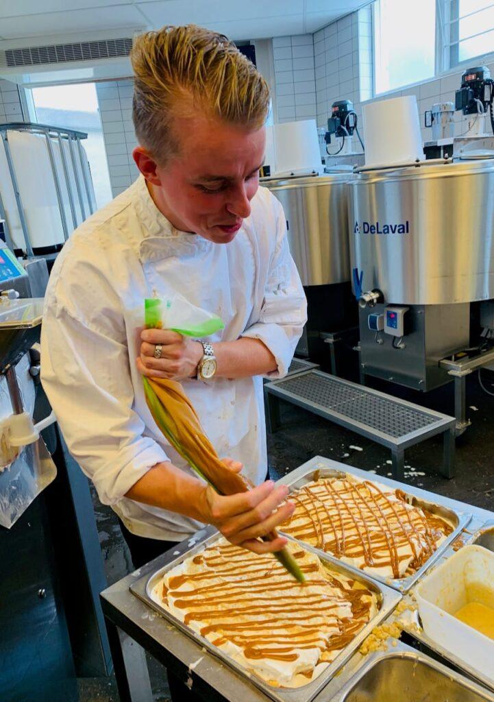 man making ice cream