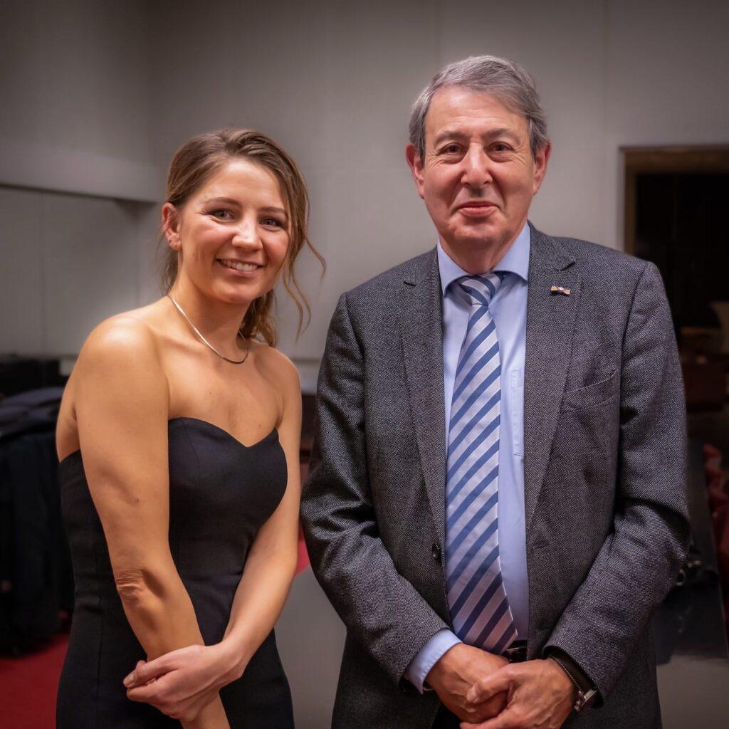 Vasheruk backstage after the performance, with her former teacher and mentor, Michail Markov © Paul Varney