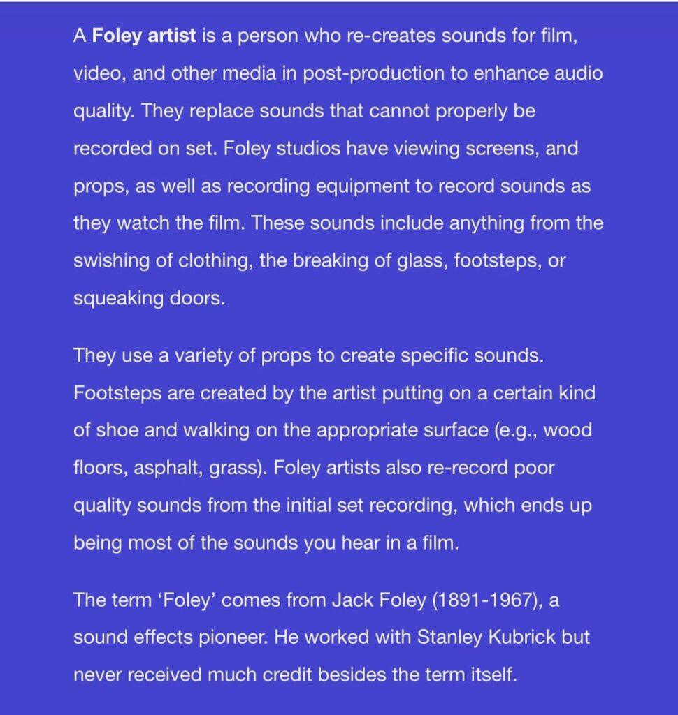 Foley Artist