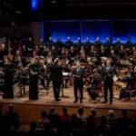 Choir, orchestra and soloists on stage