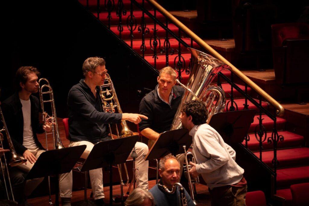 Some of the AMAZING brass in rehearsal:
Bass trombonist - Martin Schippers, Solo tuba - Perry Hoogendijk, and Principal trumpet - Miro Petkov © Julian Breen