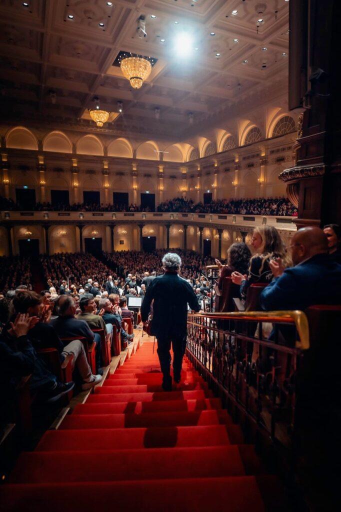 Walking down those famous stairs