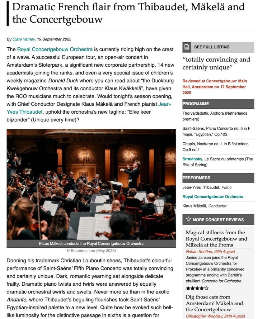 Makela Thibaudet RCO Bachtrack review | Clare Varney