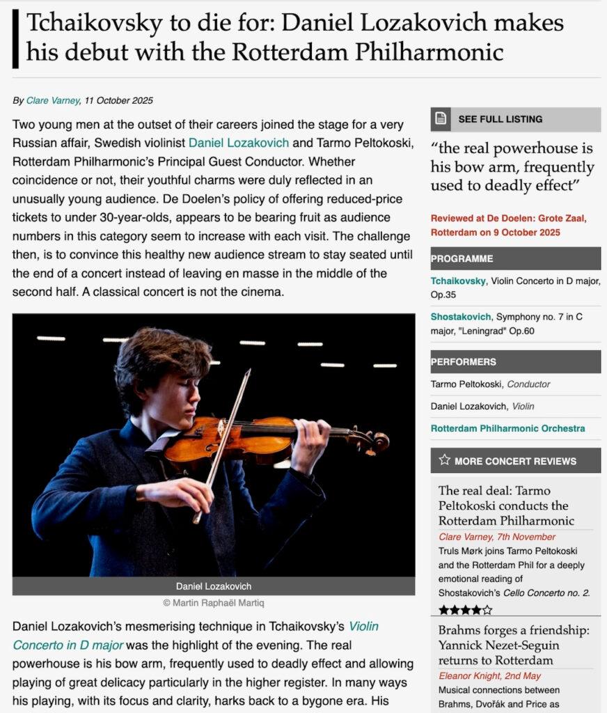 Bachtrack Lozakovich Peltokoski review