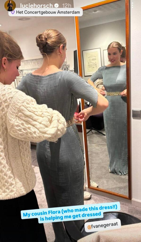 lady trying on a dress