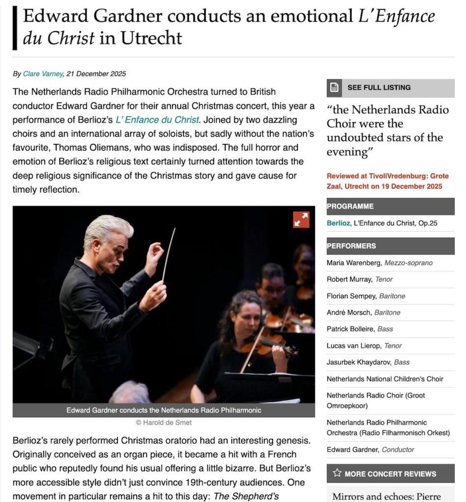 Edward Gardner RFO | Bachtrack review | Clare Varney