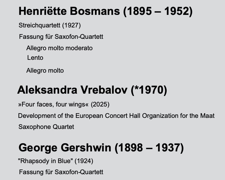 Maat Sax Quartet programme | ECHO Rising Stars