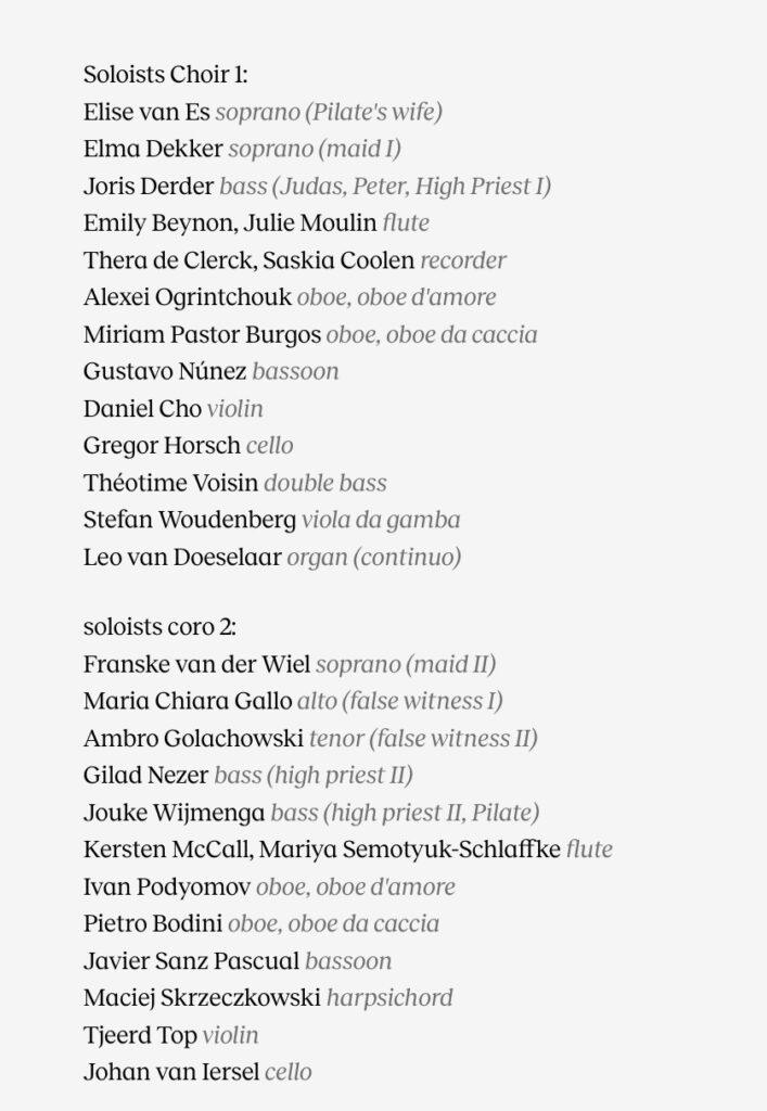 St Matthew Passion soloists