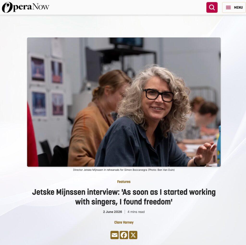Jetske Mijnssen interview Opera Now